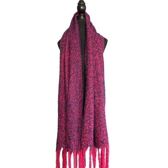Chunky Oversized Knit Blanket Scarf Pink Purple Speckled Winter Shawl Wrap - Picture 4 of 6